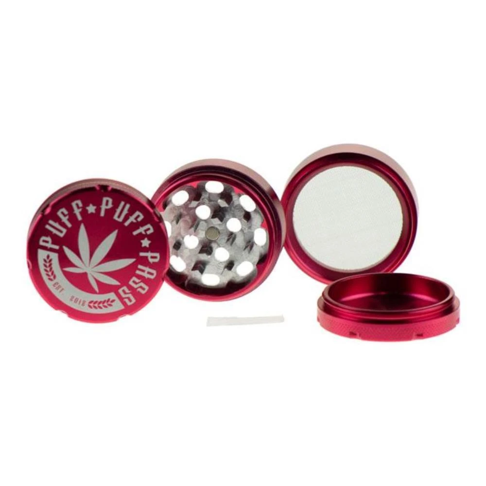 Puff Puff Pass 3-Piece Grinder - Red (2") 3 Puff Puff Pass 3-Piece Grinder - Red (2")