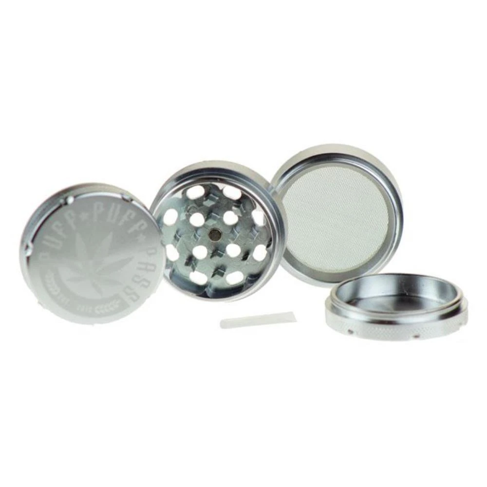 Accessories Puff Puff Pass 3-Piece Grinder - Silver (2") 3 Accessories Puff Puff Pass 3-Piece Grinder - Silver (2")