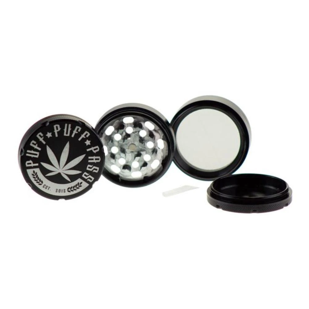 Accessories Puff Puff Pass 3-Piece Grinder - Black (2.2") 3 Accessories Puff Puff Pass 3-Piece Grinder - Black (2.2")