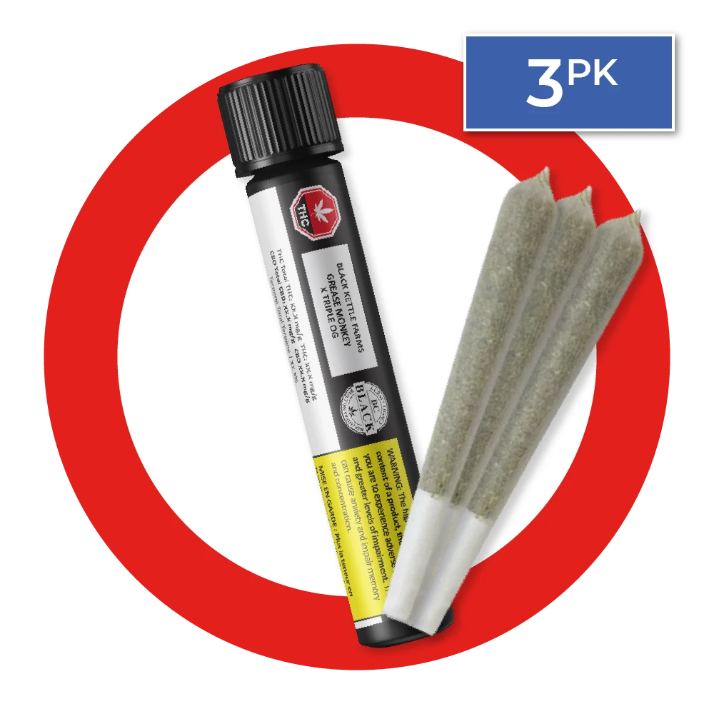 Black Kettle Farms Pre-Rolls Grease Monkey X Triple OG PR 3 X 0.5 G 5 Black Kettle Farms Pre-Rolls Grease Monkey X Triple OG PR 3 X 0.5 G