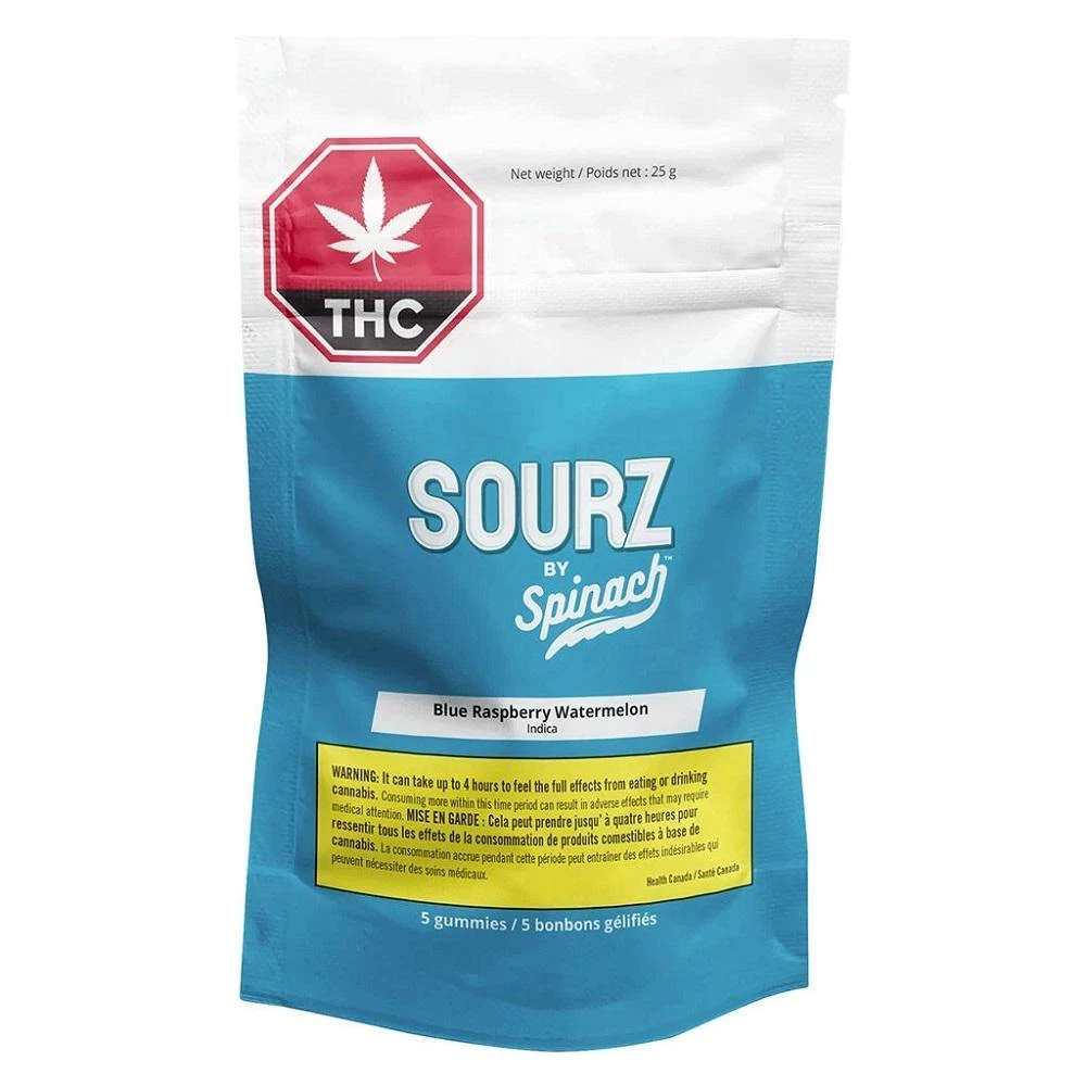 Spinach Indica Strains SOURZ Blue Raspberry Watermelon (5-pack, 10mg THC Total) 4 Spinach Indica Strains SOURZ Blue Raspberry Watermelon (5-pack, 10mg THC Total)