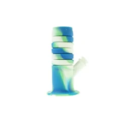 Canna Cabana 11.5" Flexible Silicone Straight Tube Water Pipe - Blue/White/Green Bong