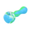 Canna Cabana 4" Silicone Pipe W/ Glass Bowl & Secret Storage - Blue/Green Bubbler Accessories