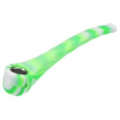 Canna Cabana 9" Silicone Gandalf Hand Pipe W/ Steel Bowl - Green/White