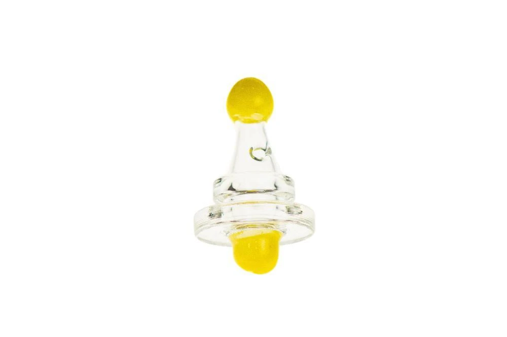 Canna Cabana Glass Directional Carb Cap - Clear W/ Yellow 3 Canna Cabana Glass Directional Carb Cap - Clear W/ Yellow