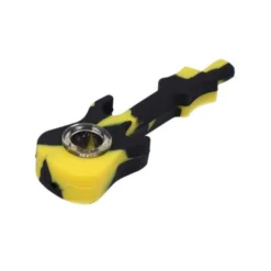 Canna Cabana Silicone Guitar Pipe (Black/Yellow) Spoon Pipe (4")