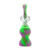 Canna Cabana Silicone Mini Sherlock Bubbler W/ Downstem & Glass Bowl - Green/Purple