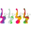 Accessories Canna Cabana Silicone Mini Sherlock Bubbler W/ Downstem & Glass Bowl - Green/Red/Yellow