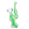 Accessories Canna Cabana Silicone Mini Sherlock Bubbler W/ Downstem & Glass Bowl - Green/White