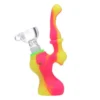 Canna Cabana Silicone Mini Sherlock Bubbler W/ Downstem & Glass Bowl - Pink/Yellow Accessories