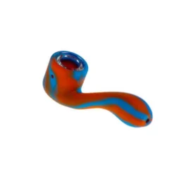Accessories Canna Cabana Silicone Sherlock Pipe W/ Insert Bowl - Blue/Orange Bubbler