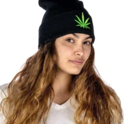 DankStop Cannabis Leaf Knitted Beanie New Arrivals