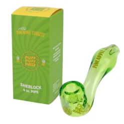 Puff Puff Pass Sherlock Pipe - Pineapple Express Strain Pipe (4") Hand Pipes