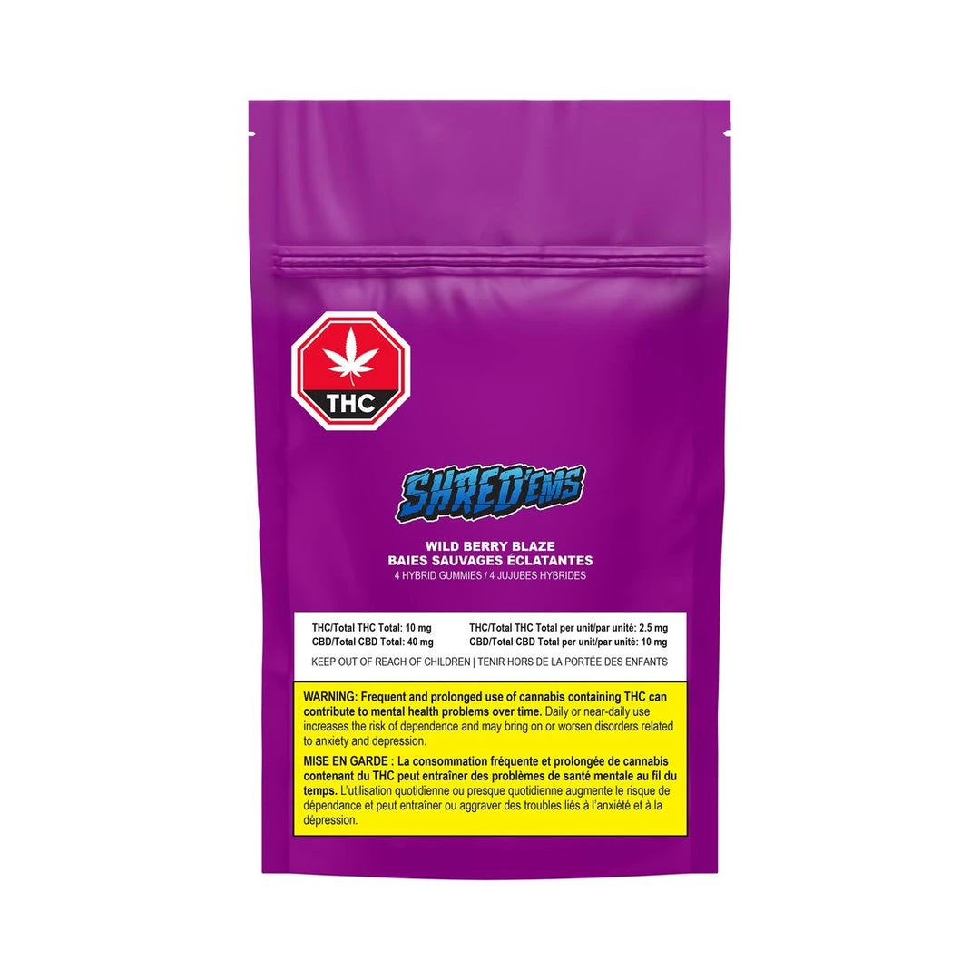 Shred'ems Hybrid Strains Wild Berry Blaze Soft Chews 4 Shred'ems Hybrid Strains Wild Berry Blaze Soft Chews