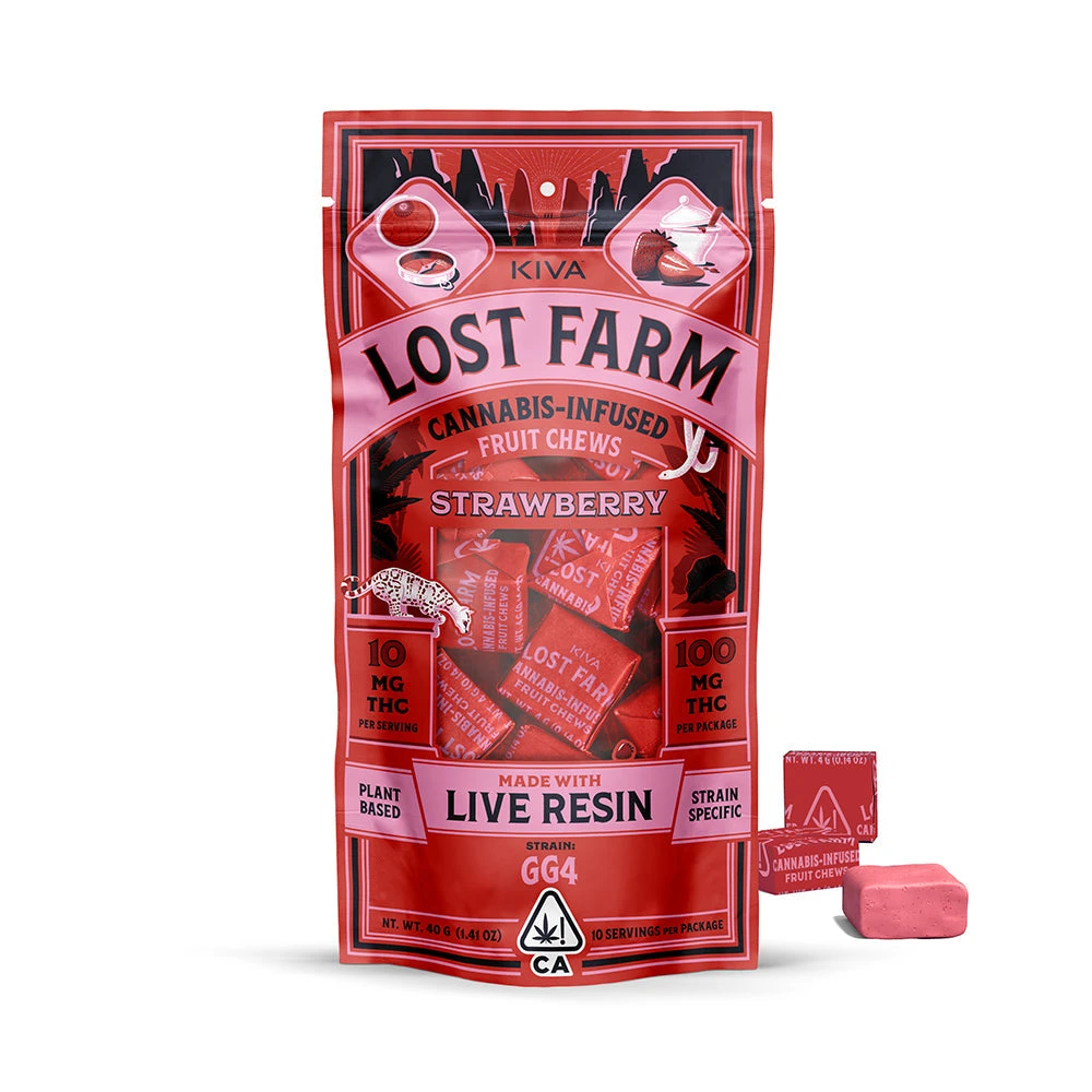 Lost Farm By Kiva Strawberry - GG#4 (100mg) Edibles & Drinks 3 Lost Farm By Kiva Strawberry - GG#4 (100mg) Edibles & Drinks