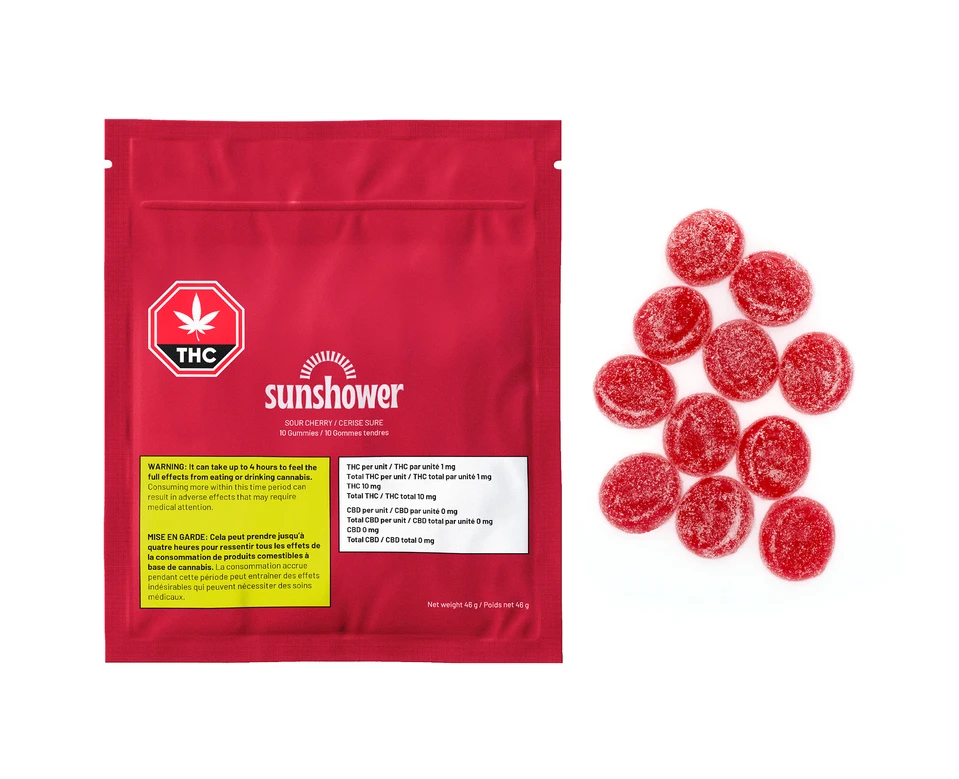 Sunshower Sour Cherry THC Soft Chews Hybrid Strains 4 Sunshower Sour Cherry THC Soft Chews Hybrid Strains