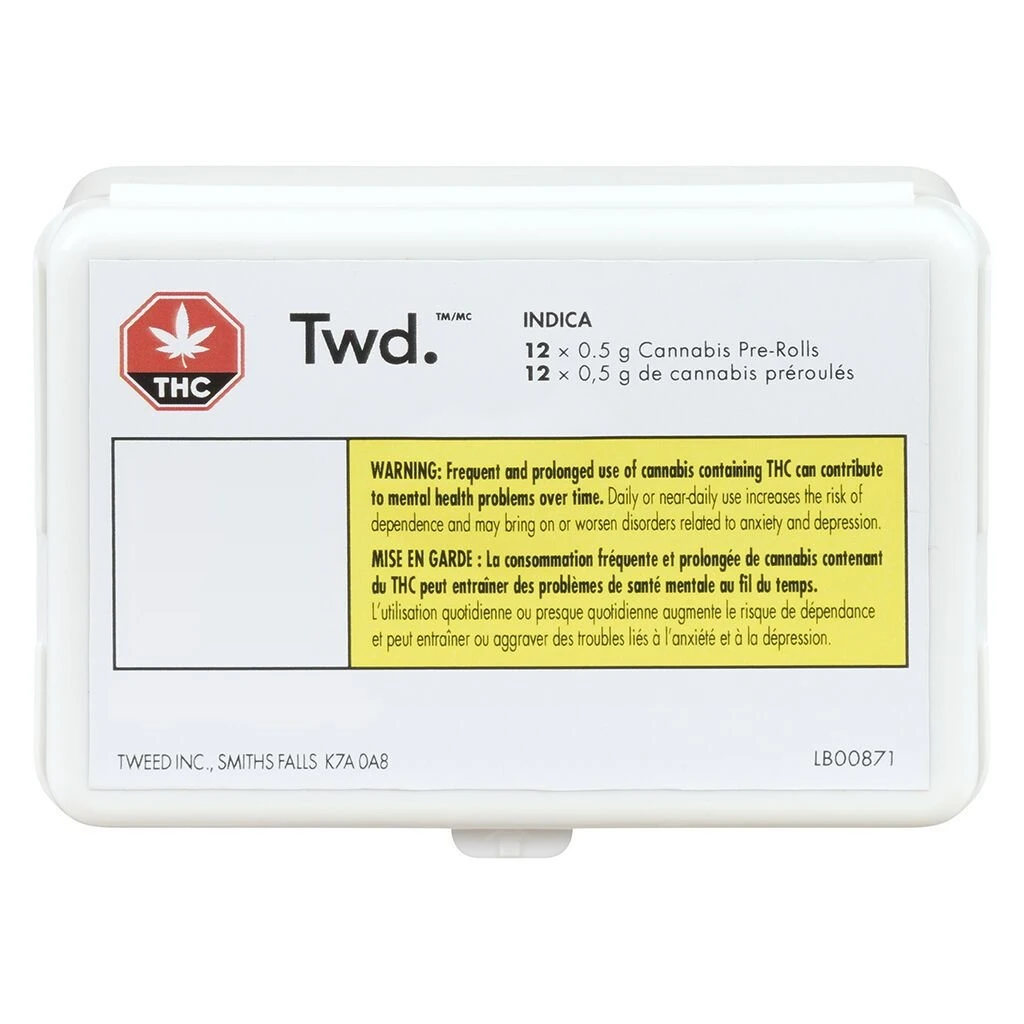 Twd Indica PR 12 X 0.5 G Pre-Rolls 4 Twd Indica PR 12 X 0.5 G Pre-Rolls